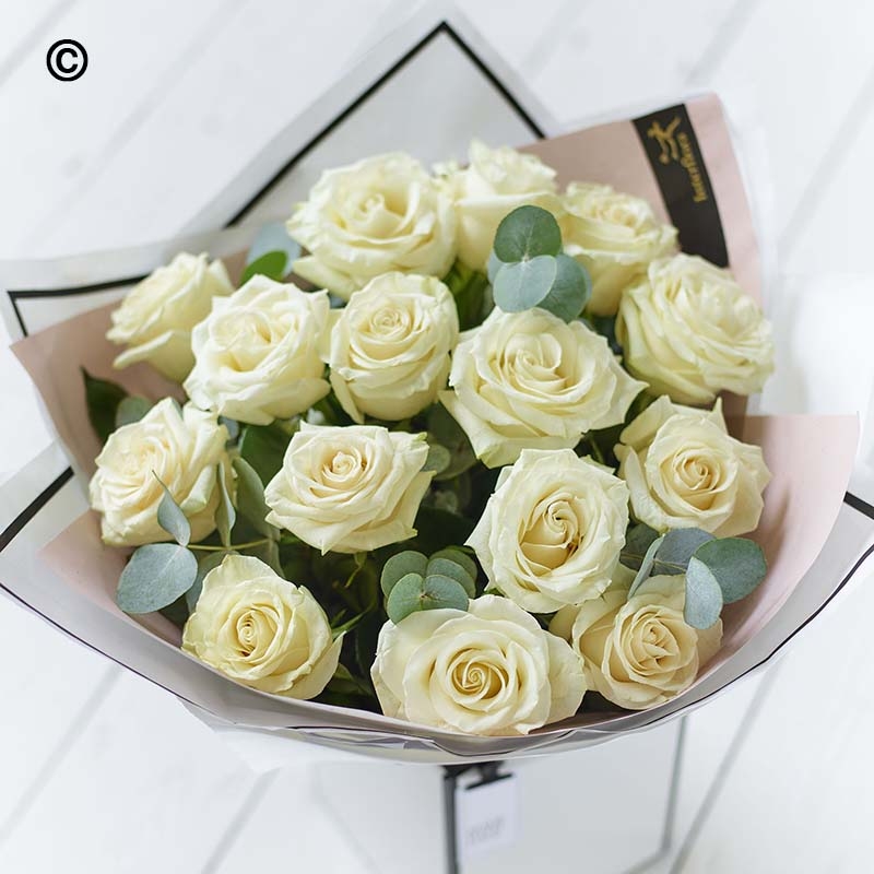 Beautifully Simple White Rose Bouquet