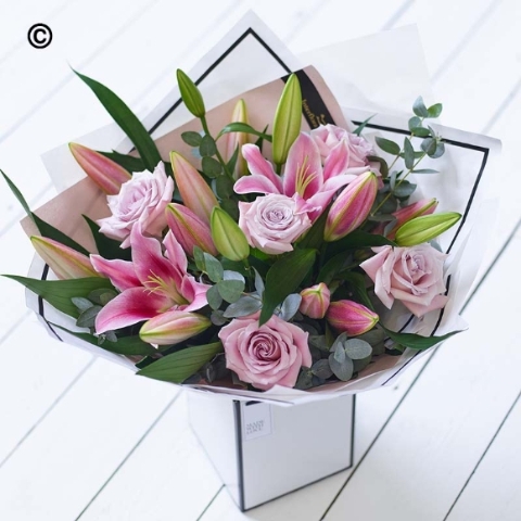 Beautifully Simple Pink Rose and Lily Bouquet